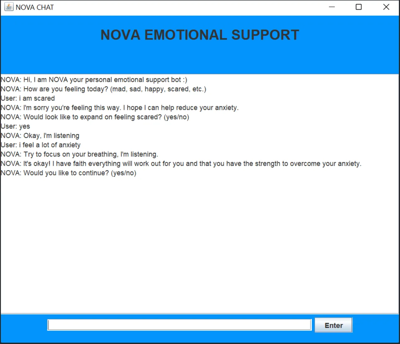 Screenshot of Nova Chatbot